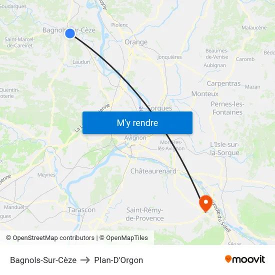 Bagnols-Sur-Cèze to Plan-D'Orgon map