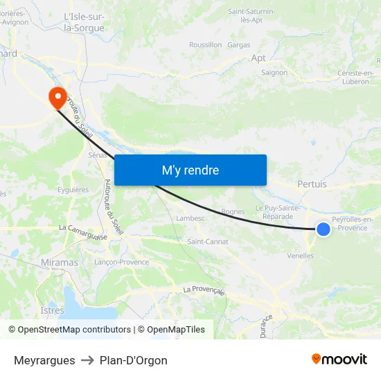 Meyrargues to Plan-D'Orgon map
