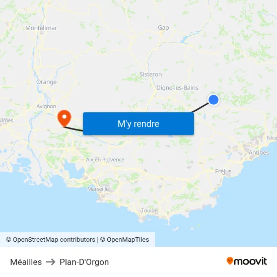 Méailles to Plan-D'Orgon map