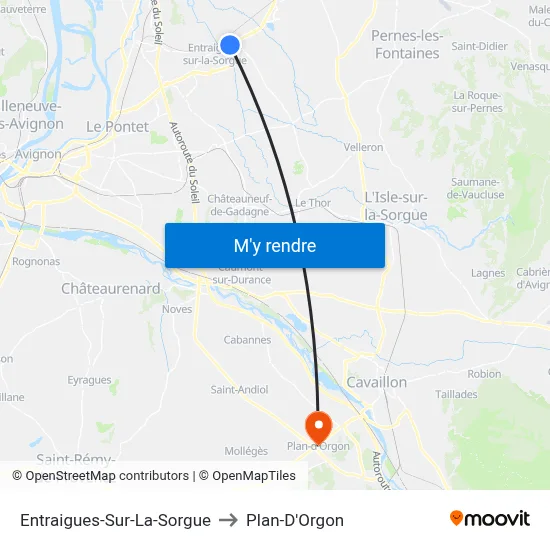 Entraigues-Sur-La-Sorgue to Plan-D'Orgon map