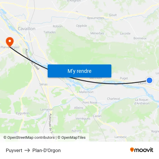Puyvert to Plan-D'Orgon map