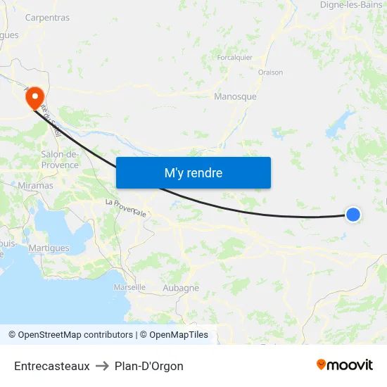 Entrecasteaux to Plan-D'Orgon map