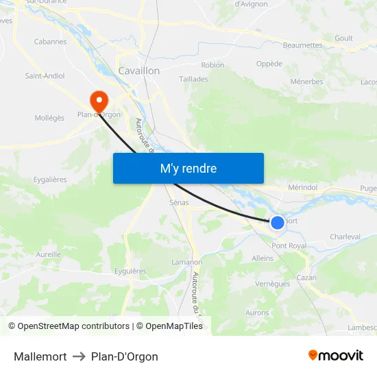 Mallemort to Plan-D'Orgon map