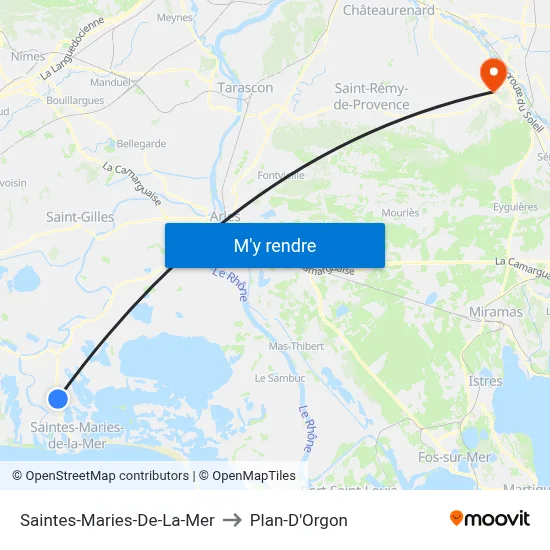 Saintes-Maries-De-La-Mer to Plan-D'Orgon map