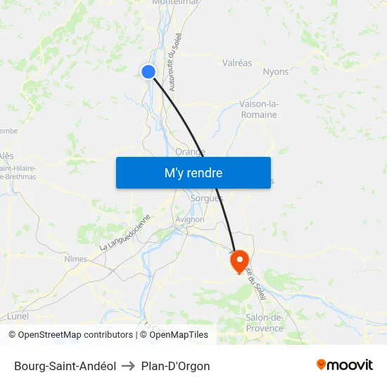 Bourg-Saint-Andéol to Plan-D'Orgon map