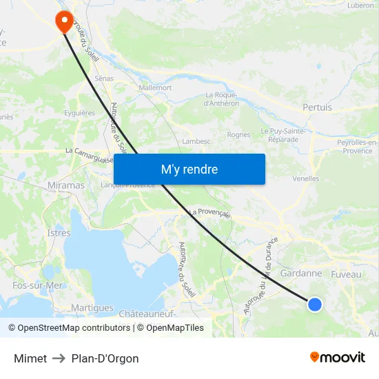 Mimet to Plan-D'Orgon map
