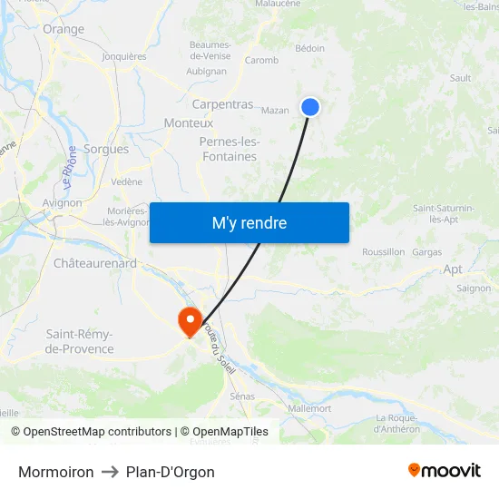 Mormoiron to Plan-D'Orgon map