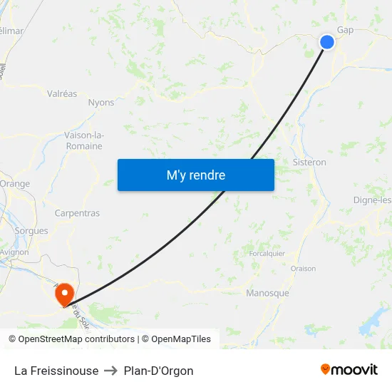 La Freissinouse to Plan-D'Orgon map