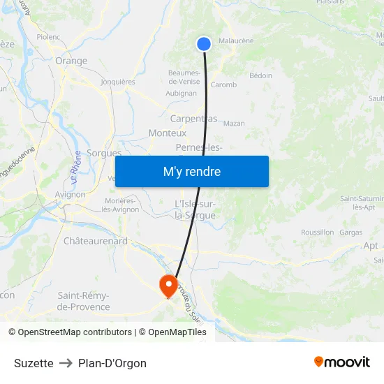 Suzette to Plan-D'Orgon map