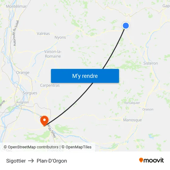 Sigottier to Plan-D'Orgon map