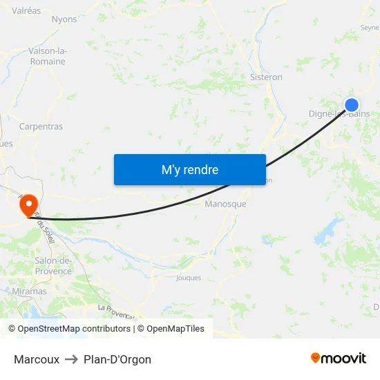 Marcoux to Plan-D'Orgon map