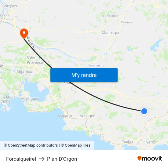 Forcalqueiret to Plan-D'Orgon map