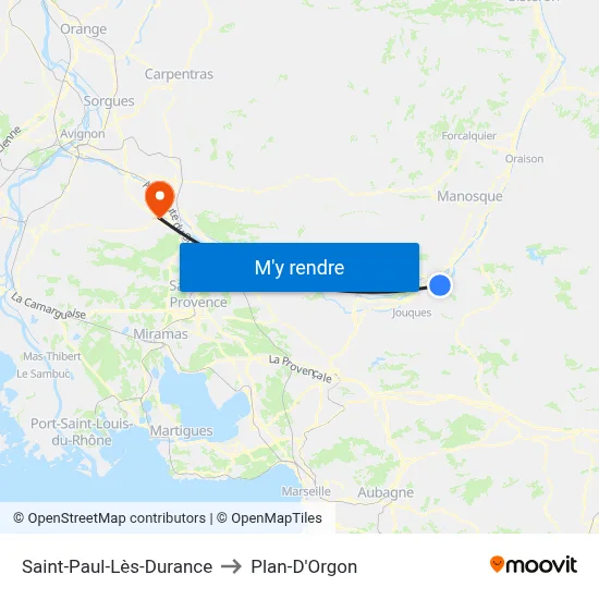 Saint-Paul-Lès-Durance to Plan-D'Orgon map
