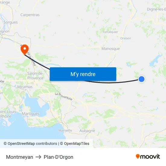 Montmeyan to Plan-D'Orgon map