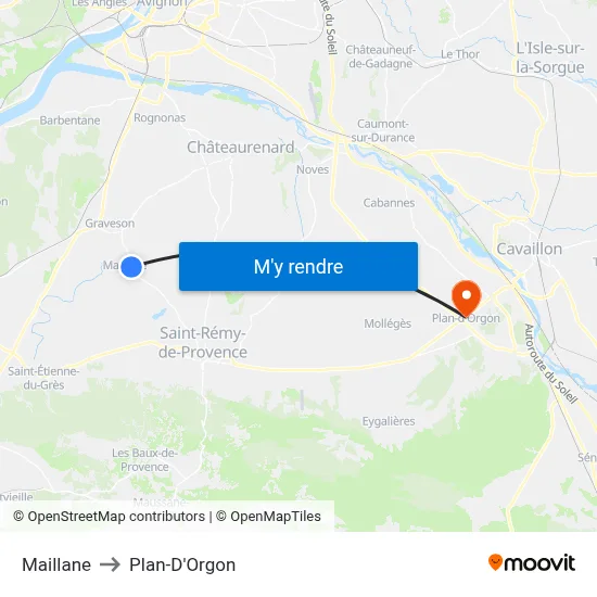 Maillane to Plan-D'Orgon map