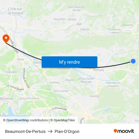 Beaumont-De-Pertuis to Plan-D'Orgon map