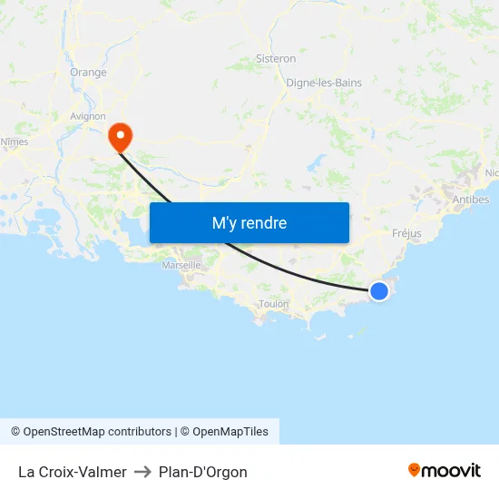 La Croix-Valmer to Plan-D'Orgon map