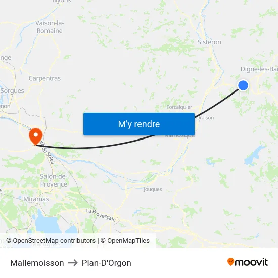 Mallemoisson to Plan-D'Orgon map
