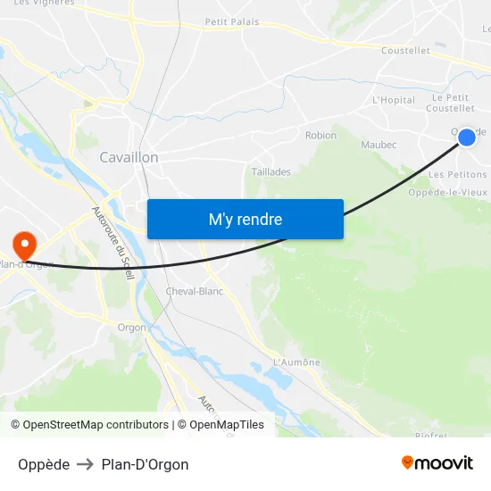 Oppède to Plan-D'Orgon map