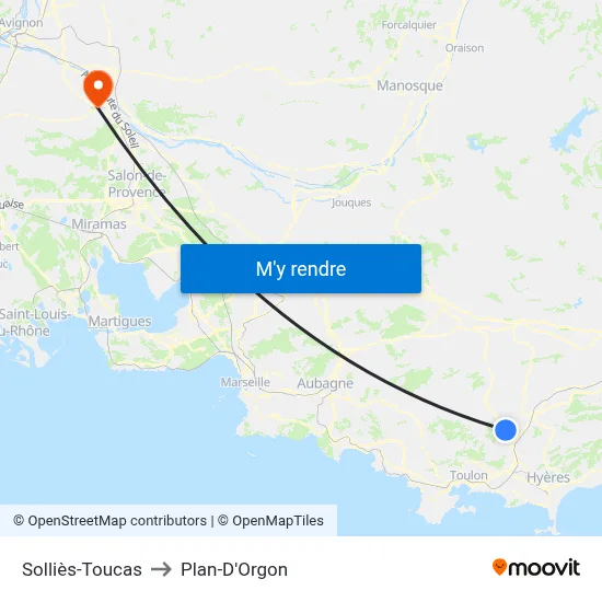 Solliès-Toucas to Plan-D'Orgon map