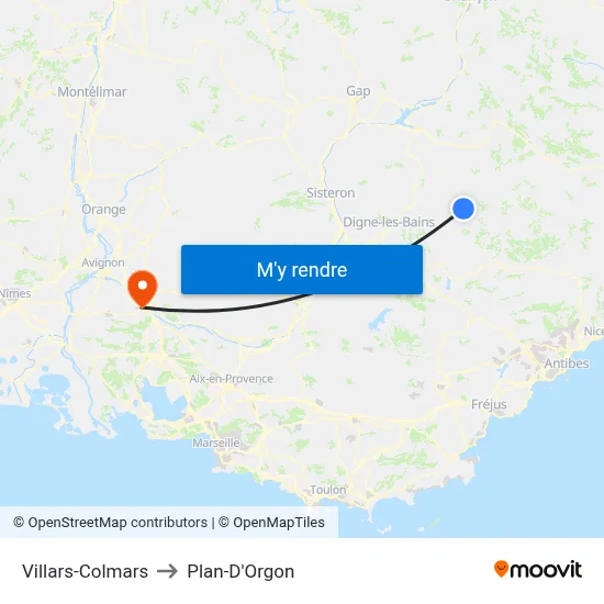 Villars-Colmars to Plan-D'Orgon map