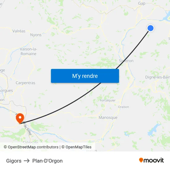 Gigors to Plan-D'Orgon map