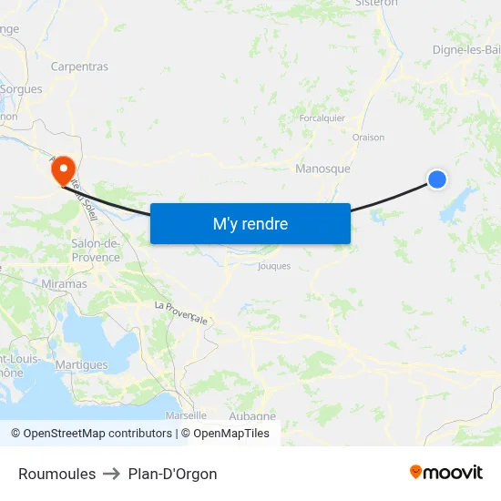 Roumoules to Plan-D'Orgon map