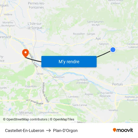 Castellet-En-Luberon to Plan-D'Orgon map