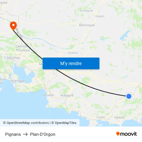 Pignans to Plan-D'Orgon map