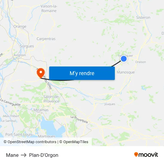 Mane to Plan-D'Orgon map