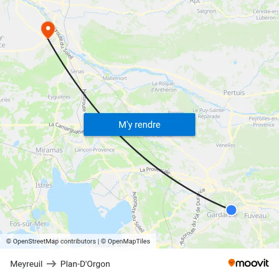 Meyreuil to Plan-D'Orgon map