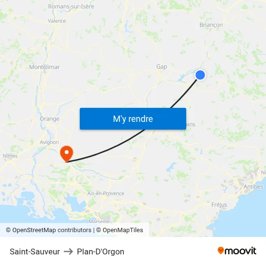Saint-Sauveur to Plan-D'Orgon map