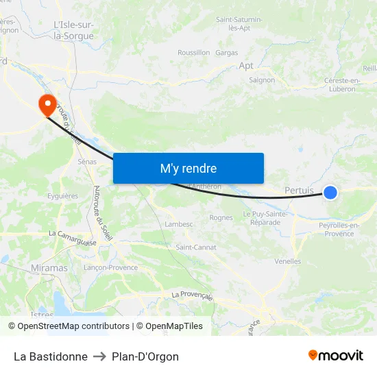La Bastidonne to Plan-D'Orgon map