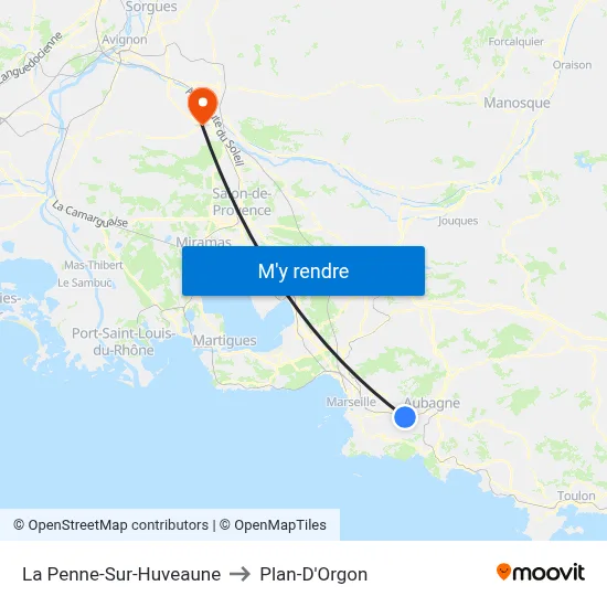 La Penne-Sur-Huveaune to Plan-D'Orgon map