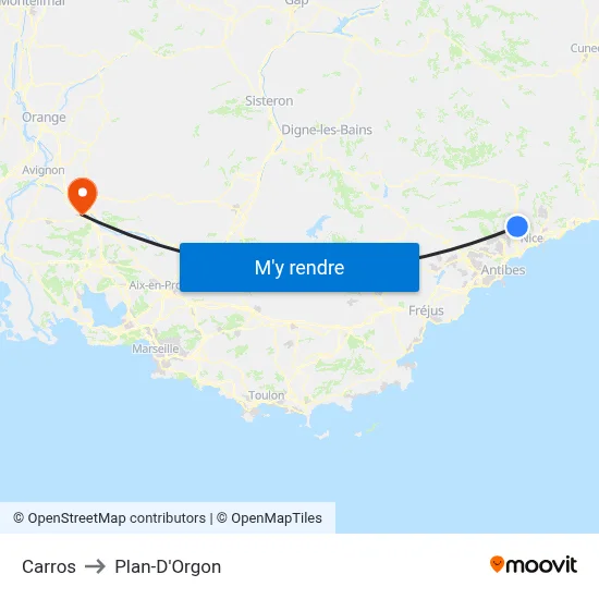 Carros to Plan-D'Orgon map