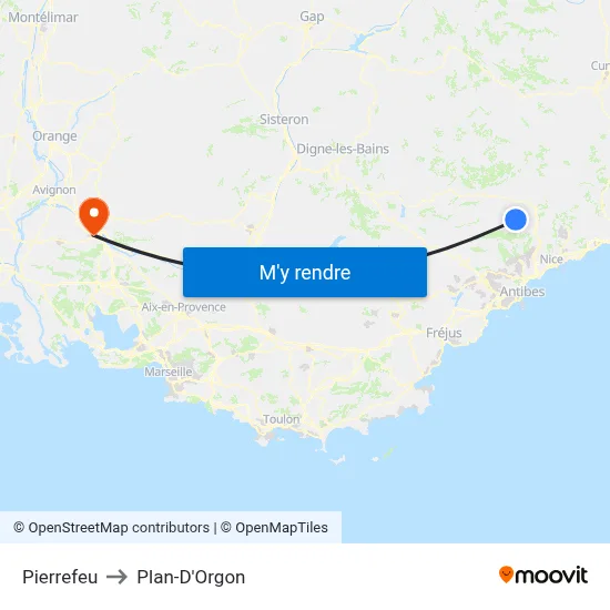 Pierrefeu to Plan-D'Orgon map