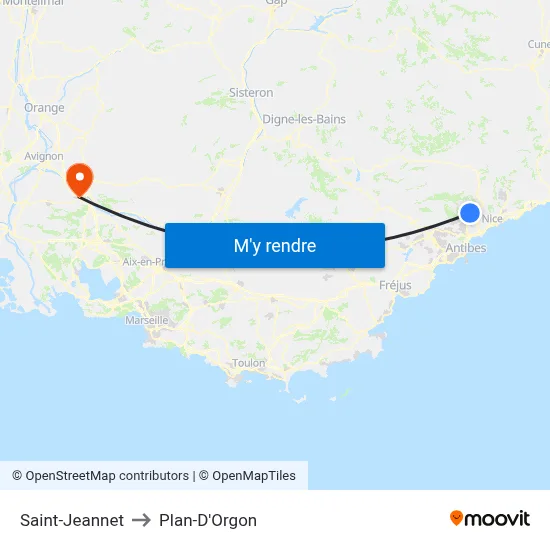 Saint-Jeannet to Plan-D'Orgon map