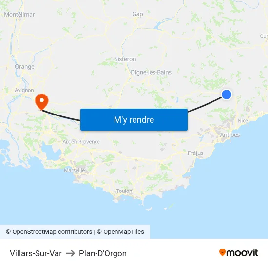 Villars-Sur-Var to Plan-D'Orgon map