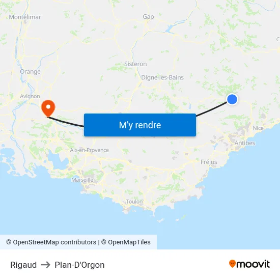 Rigaud to Plan-D'Orgon map