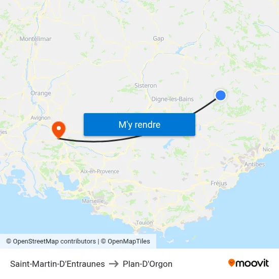 Saint-Martin-D'Entraunes to Plan-D'Orgon map