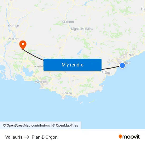 Vallauris to Plan-D'Orgon map