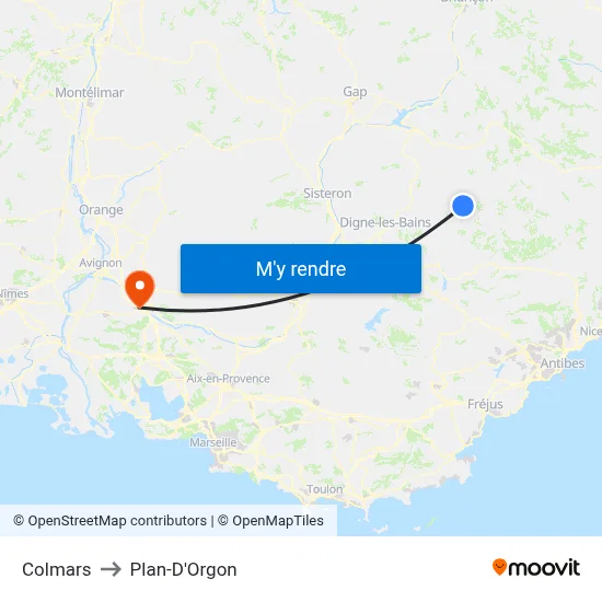 Colmars to Plan-D'Orgon map