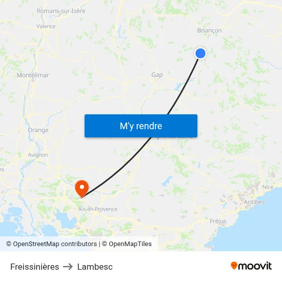 Freissinières to Lambesc map