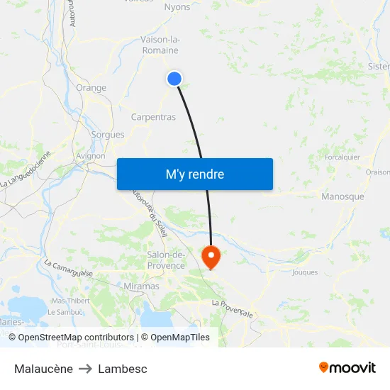 Malaucène to Lambesc map
