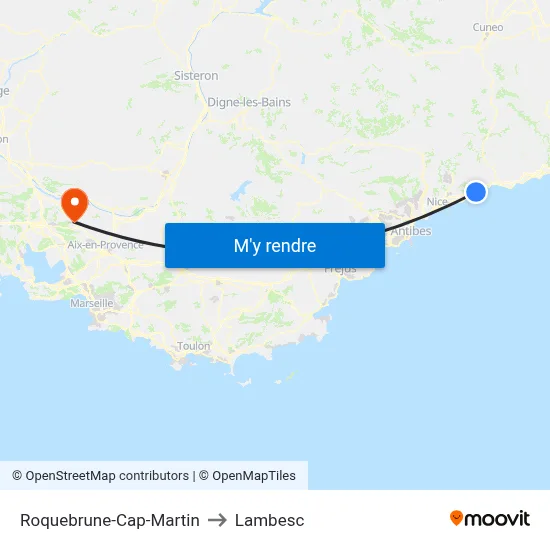 Roquebrune-Cap-Martin to Lambesc map