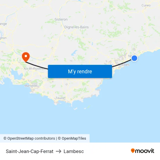 Saint-Jean-Cap-Ferrat to Lambesc map