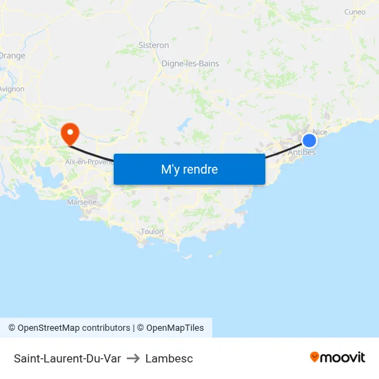 Saint-Laurent-Du-Var to Lambesc map