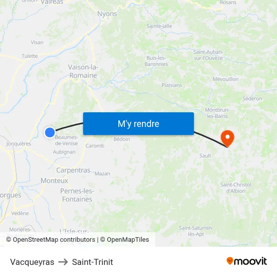 Vacqueyras to Saint-Trinit map