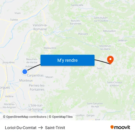 Loriol-Du-Comtat to Saint-Trinit map