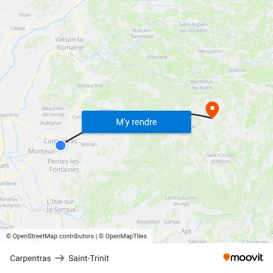 Carpentras to Saint-Trinit map